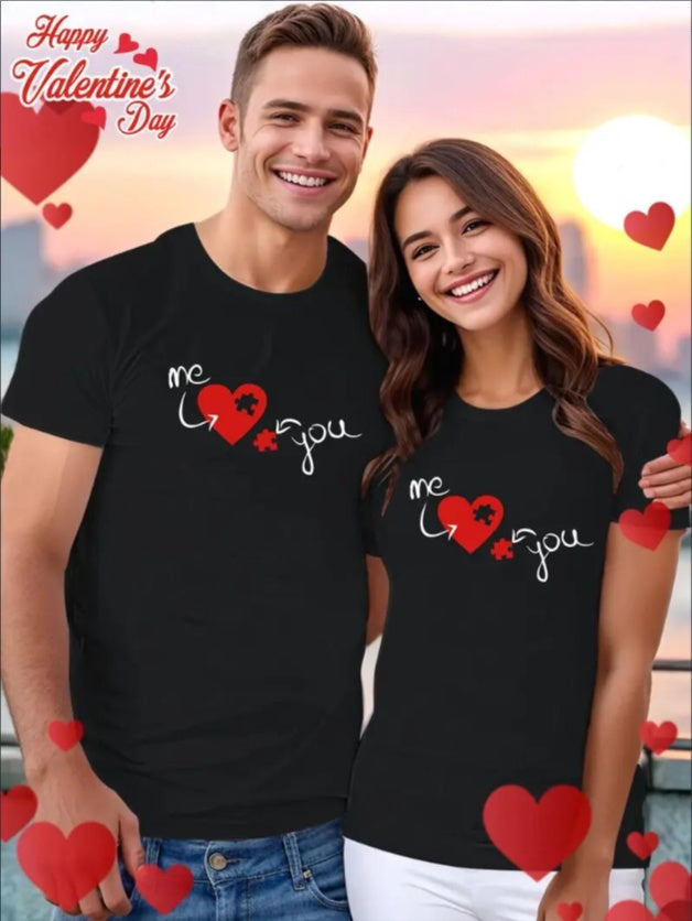 Love Valentine'S Day T-Shirt, Couple T-Shirt, Couple Christmas, Fashion Casual T-Shirt, Short-Sleeved T-Shirt